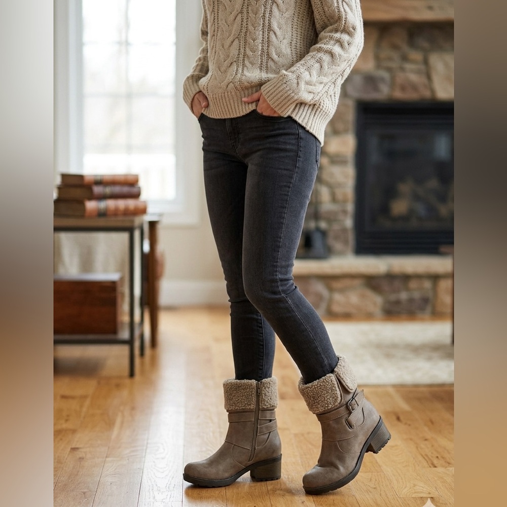 NWOT White Mountain Heeled Boots Taupe Sz 9